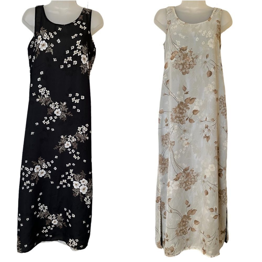 Floral Ditsy Versatile WimsyGoth Black Shift Maxi Sleeveless Boho Vintage Dress